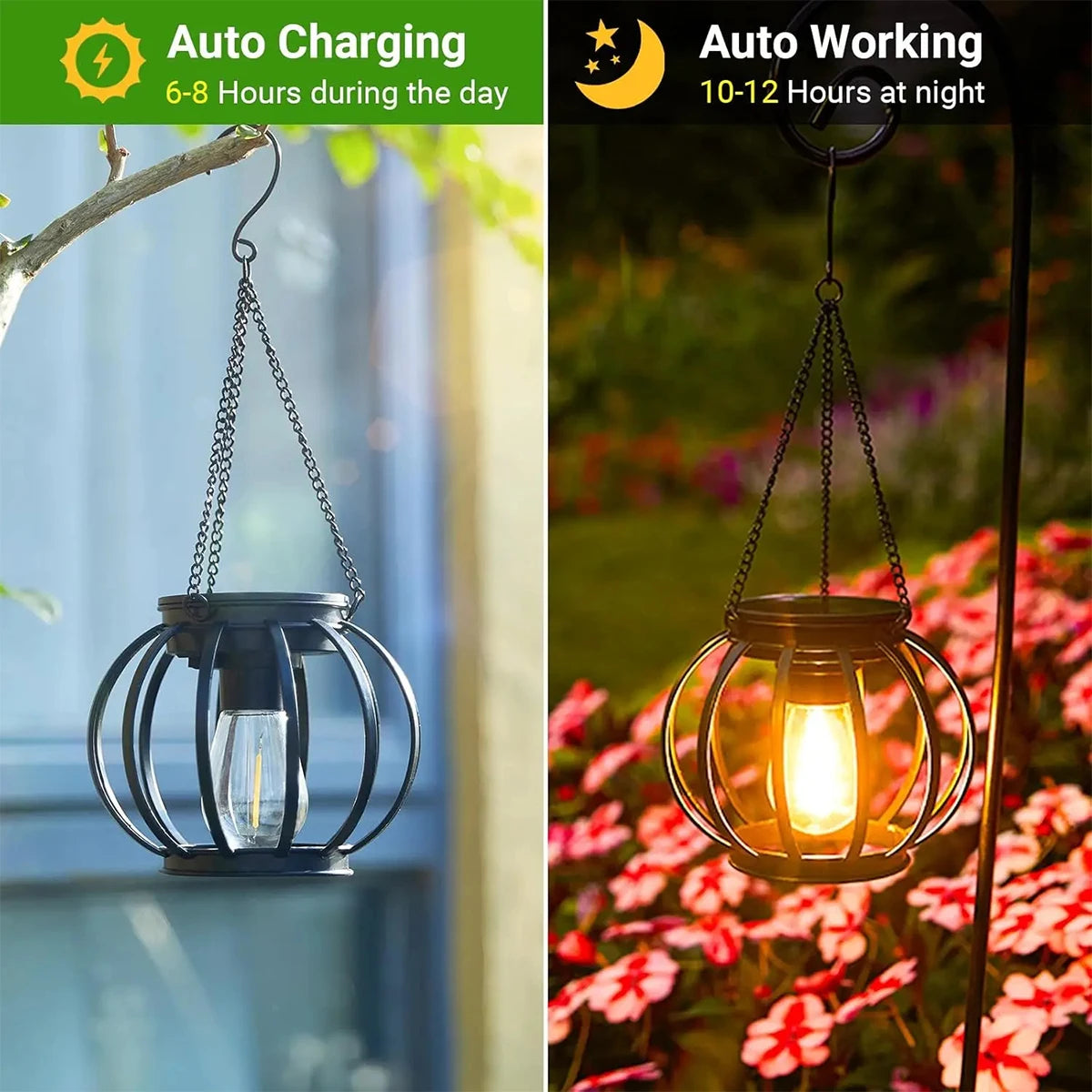 Solar LED Lantern Light – Retro Hanging Outdoor Waterproof Decor